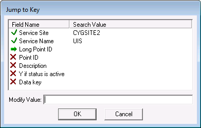 Jump to Key Dialog Box